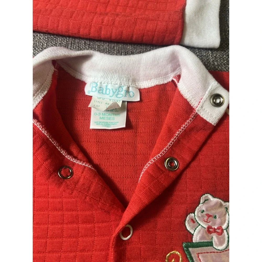 VINTAGE 1990'S BABYGRO INFANT BABY'S FIRST CHRISTMAS SLEEPWEAR‎ -0-3 Months